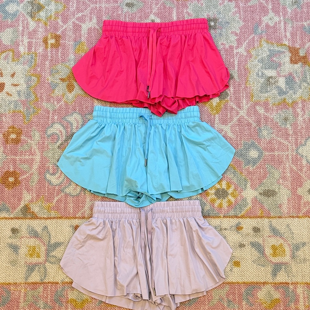 Lot of 3 Girls Butterfly Activewear Shorts Sz L by Liberty Pro
